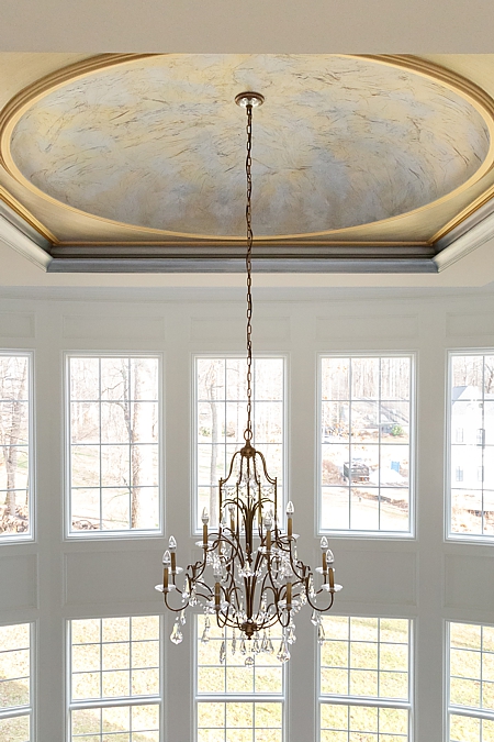 lots of natural light and a beautiful crystal chandelier for evenings and dull days.